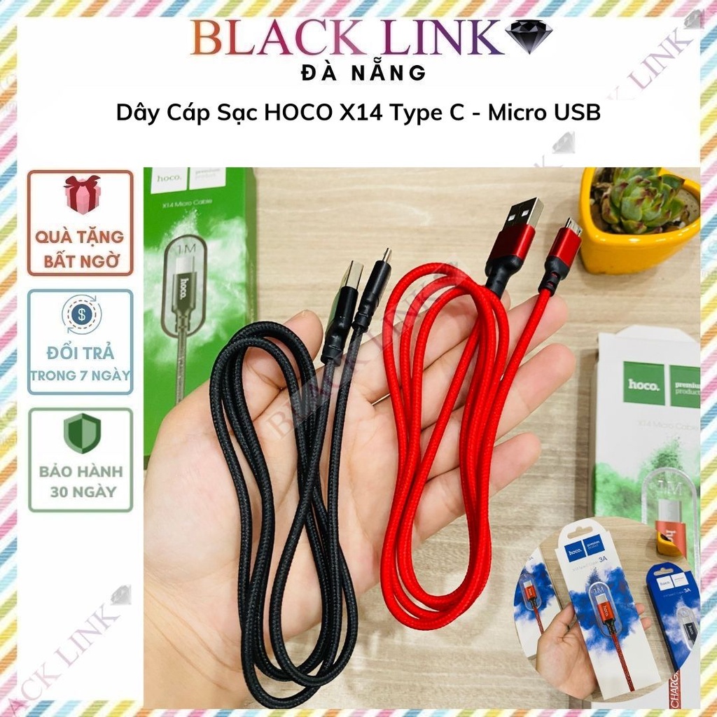 Dây Cáp Sạc HOCO X14 Type C - Micro USB - Dây Cáp Sạc Nhanh Pin Dự Phòng Tai Nghe Bluetooth Không Dây I12 F9 Điện Thoại