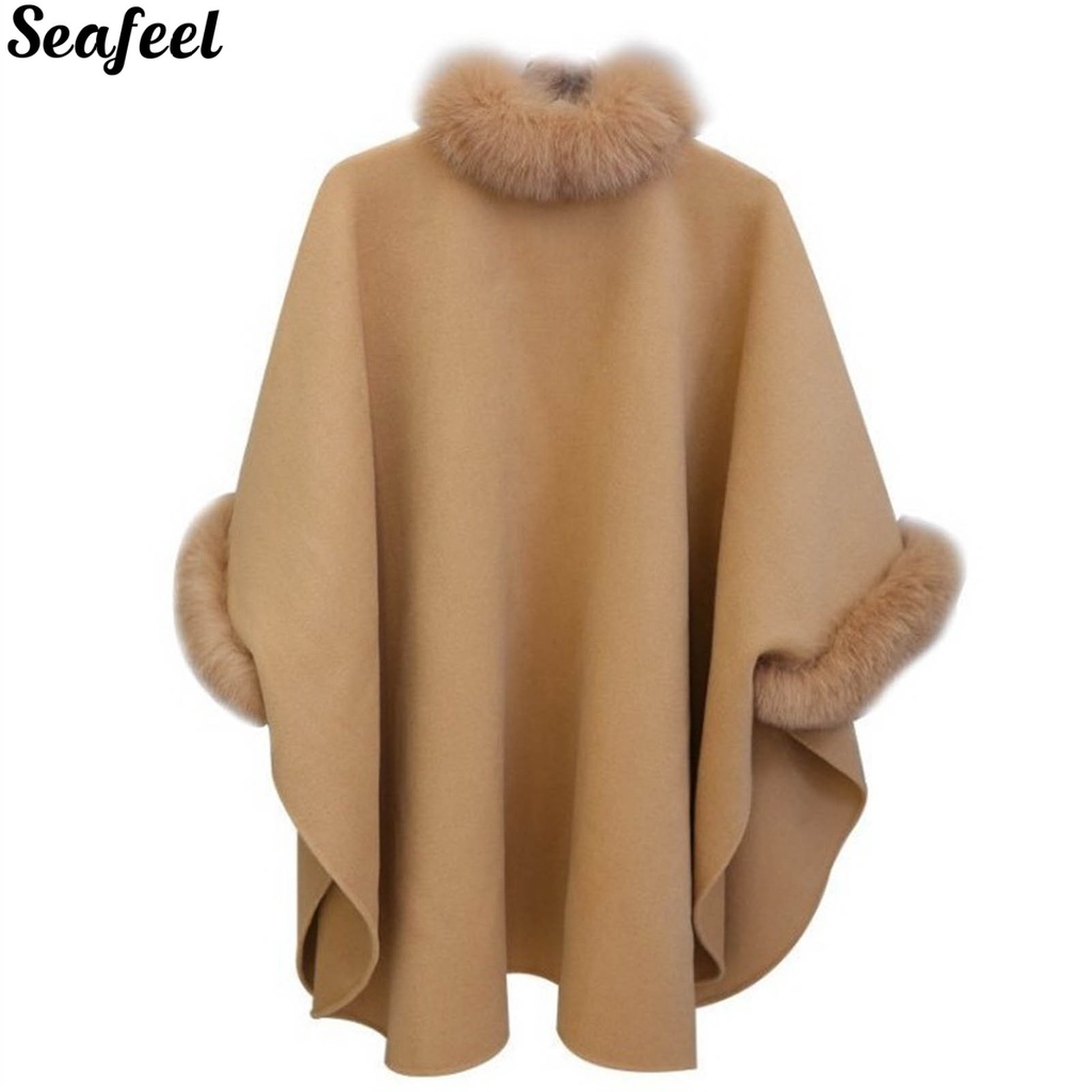 Áo choàng Poncho dáng dài chất liệu dày dặn giữ ấm thời trang cho nữ
 | BigBuy360 - bigbuy360.vn