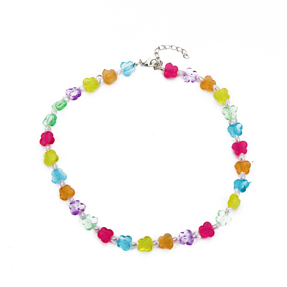 (0370) Vòng Cổ Và Lắc Chân Nhựa Resin Ngọc Đính Hạt 🦋 Màu Sắc