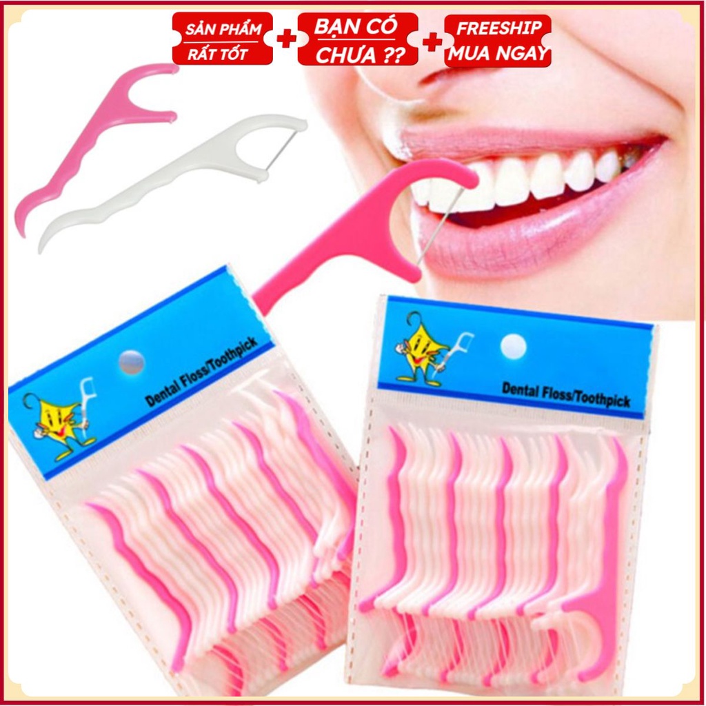 Combo 100 Tăm Chỉ Nha Khoa Siêu Mỏng Hỗ Trợ Xỉa Răng