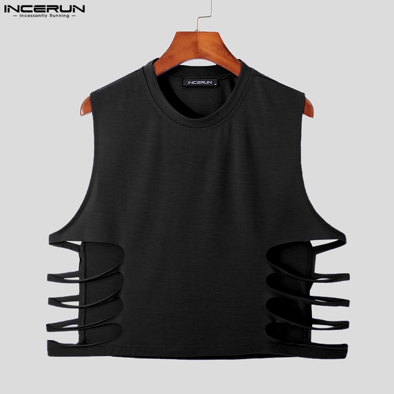 INCERUN Áo Tank Top Cổ Tròn Thiết Kế Hợp Thời Trang Cho Nam Có 3 Màu Lựa Chọn