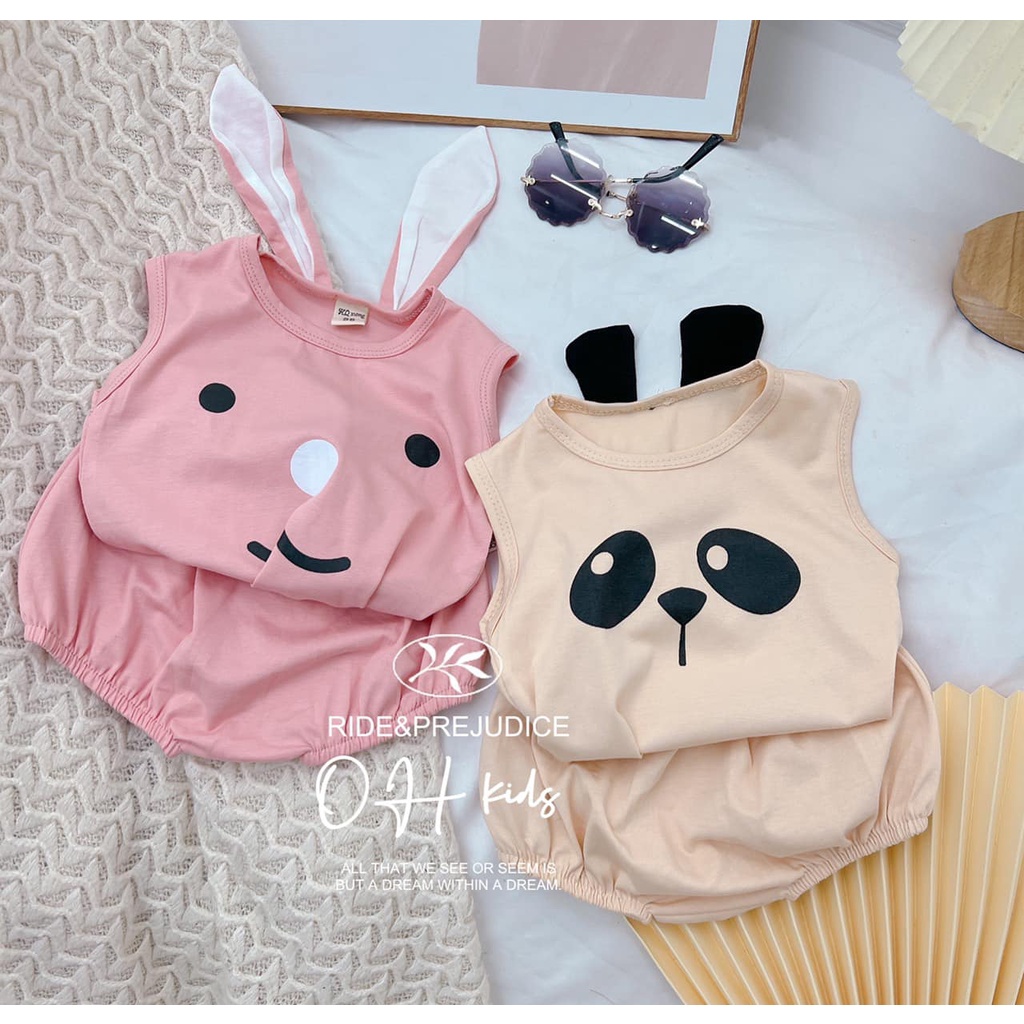 Bộ hè cho bé trai, bé gái. Bộ chip cotton tai thú dễ thương cho bé trai, bé gái
