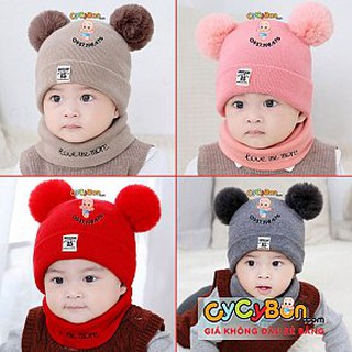 Bộ khăn mũ len cho bé trai bé gái