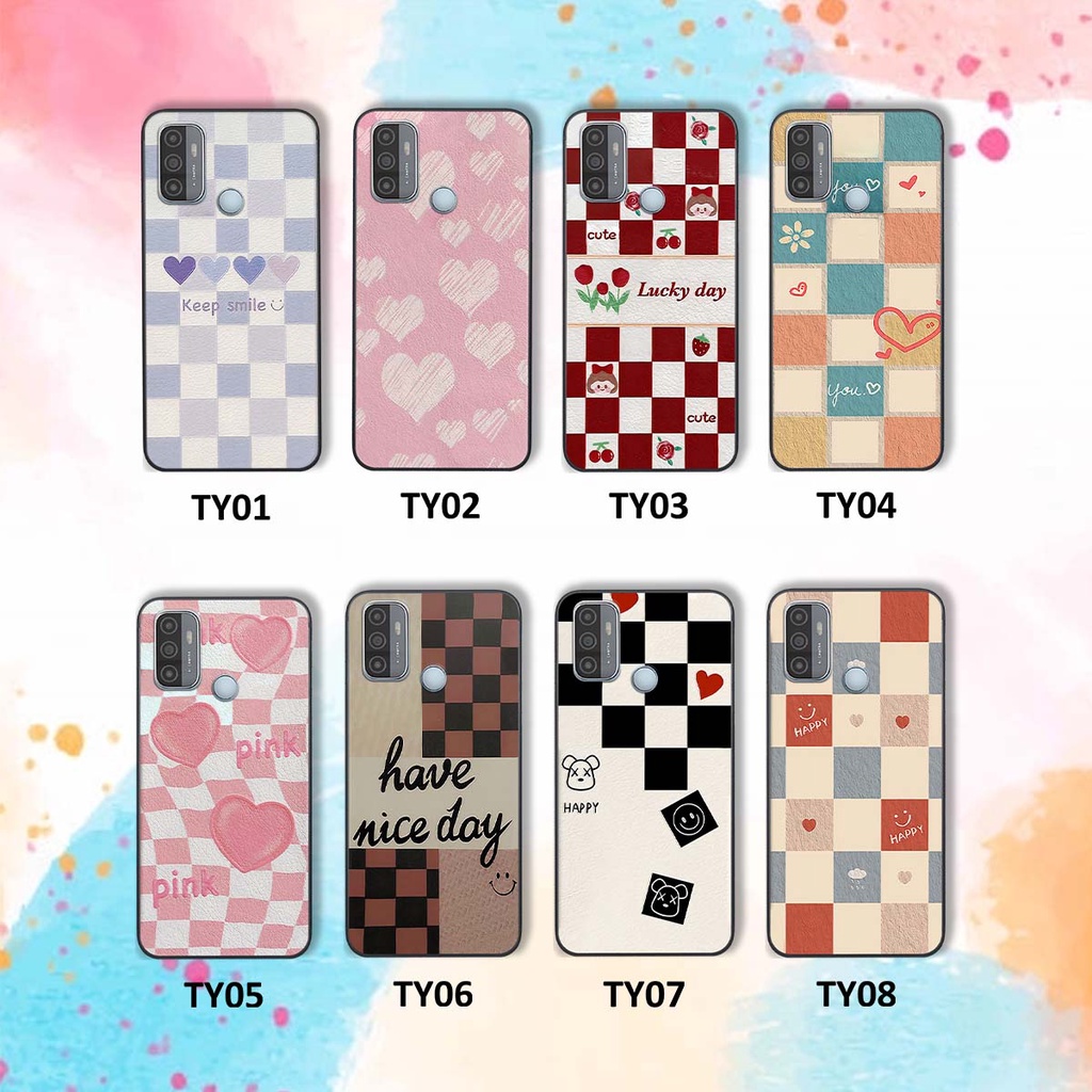 Ốp Oppo A53 caro trái tim cá tính, thời trang siêu đẹp, siêu phong cách