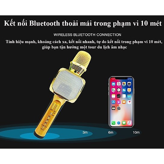 Micro karaoke bluetooth kèm loa SD-10 (Vàng)