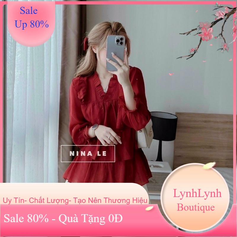 Set bộ áo bèo tầng tay dài quần ngắn siêu xinh M85 kèm ảnh thật, Sét bộ đi chơi/ Set bộ dạo phố
