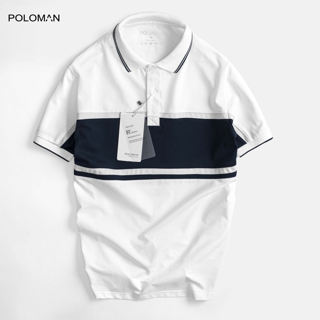 Áo Polo nam cổ bẻ phối UCO vải cá sấu Cotton xuất xịn,chuẩn form,sang trọng-lịch lãm màu TRẮNG P44 - POLOMAN