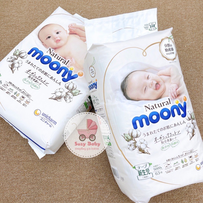 Tã bỉm MOONY NATURAL Nội Địa Nhật dán/quần NB63/S58/M46/L36/XL32