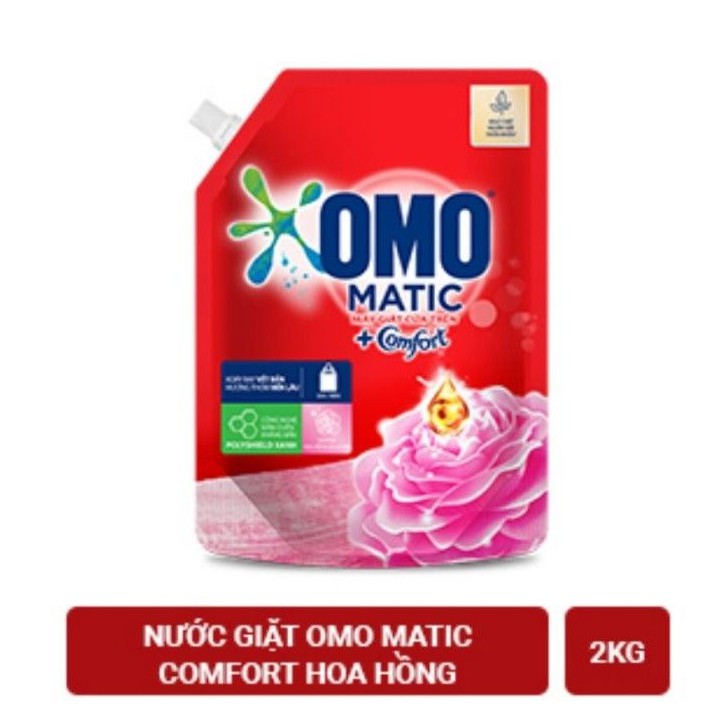 Nước giặt OMO Matic comfort hoa hồng túi 2kg