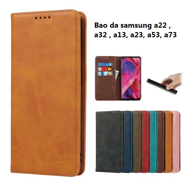Bao da samsung a22 4G , 5G , a32 4G , 5G , A53 , A73 dạng ví may viền cao cấp