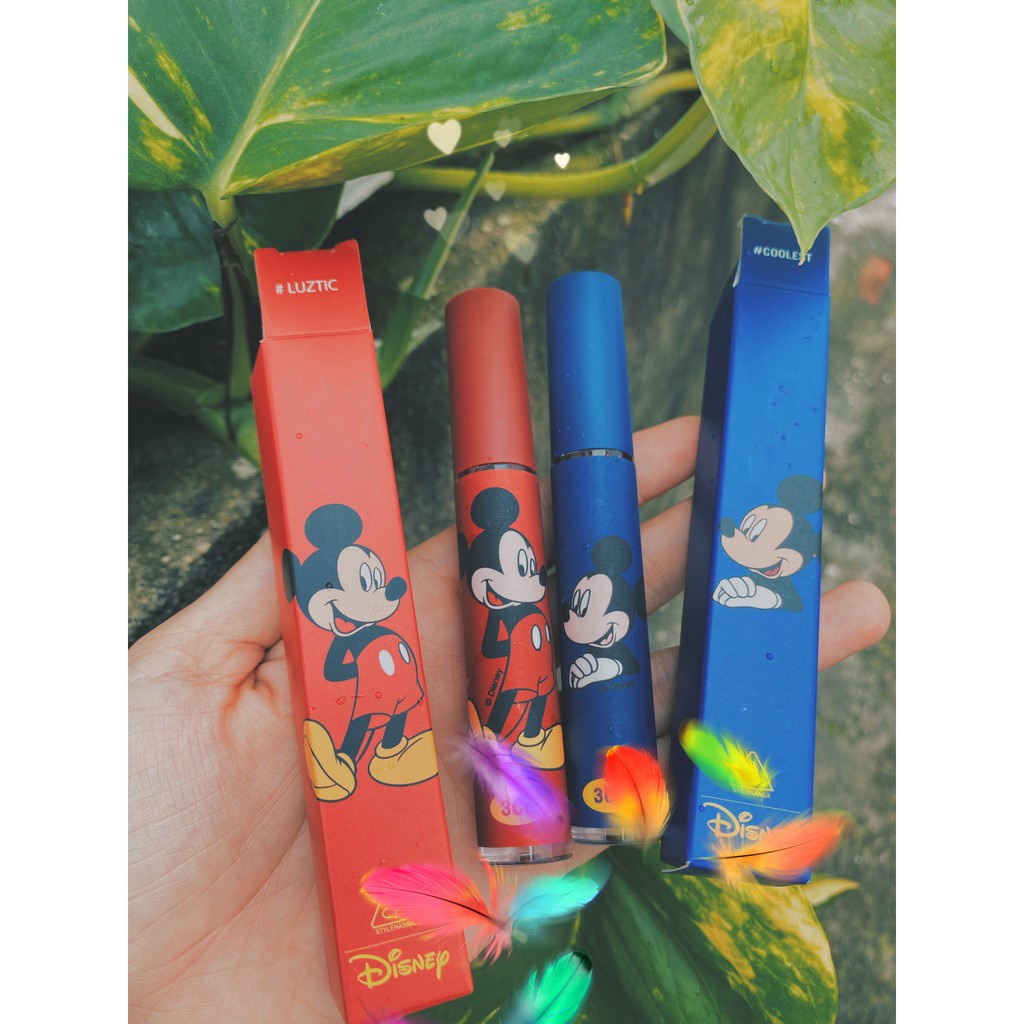 Ảnh thật  Son Kem Lì Mickey Đỏ Xanh siêu lì mềm mượt nội địa son chuột matte lipstick