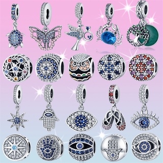Bộ sưu tập mắt quỷ bằng bạc Zircon Charms và chuỗi hạt cho vòng tay và vòng tay Pan Charm Original dành cho nữ trang sức tự làm thời trang