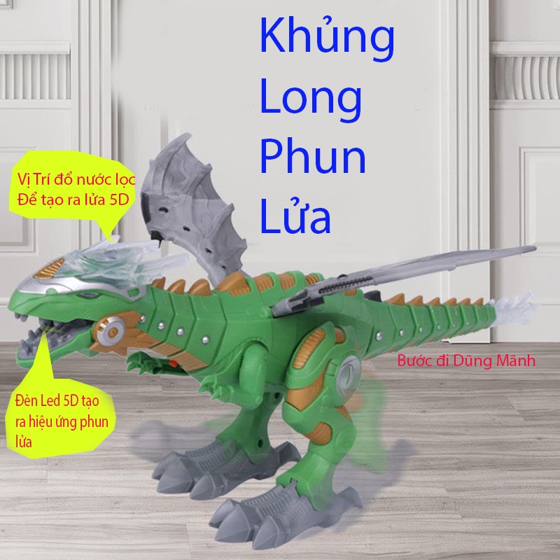 Khủng Long Robot Phun Khói - Lửa Điện xử dụng Pin