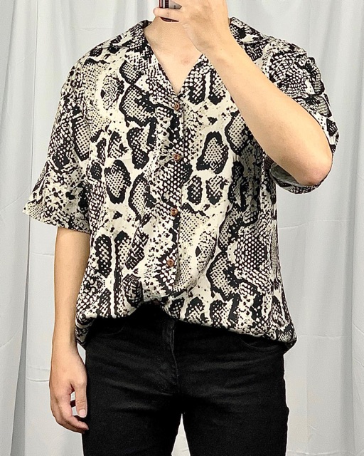 Sơ mi oversize da rắn đẹp mê