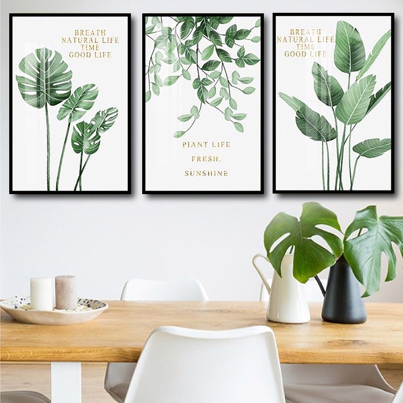 Tranh Laminate Tráng Gương - Tranh Treo Tường Phòng Ngủ, Phòng Khách Phong Cách Tropical Lá Xanh 1