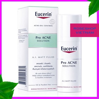 Kem Dưỡng Ẩm, Kiểm Soát Nhờn Ngừa Mụn Eucerin Pro Acne Solution A.I Matt Fluid 50ml-ProAcne AI Mattifying. RSVN SP33