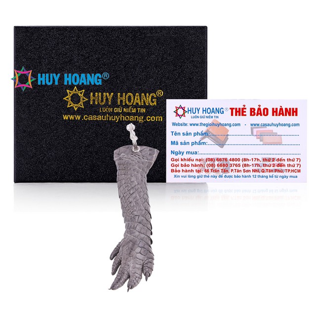 Móc khóa da cá sấu Huy Hoàng màu xám - HF8232