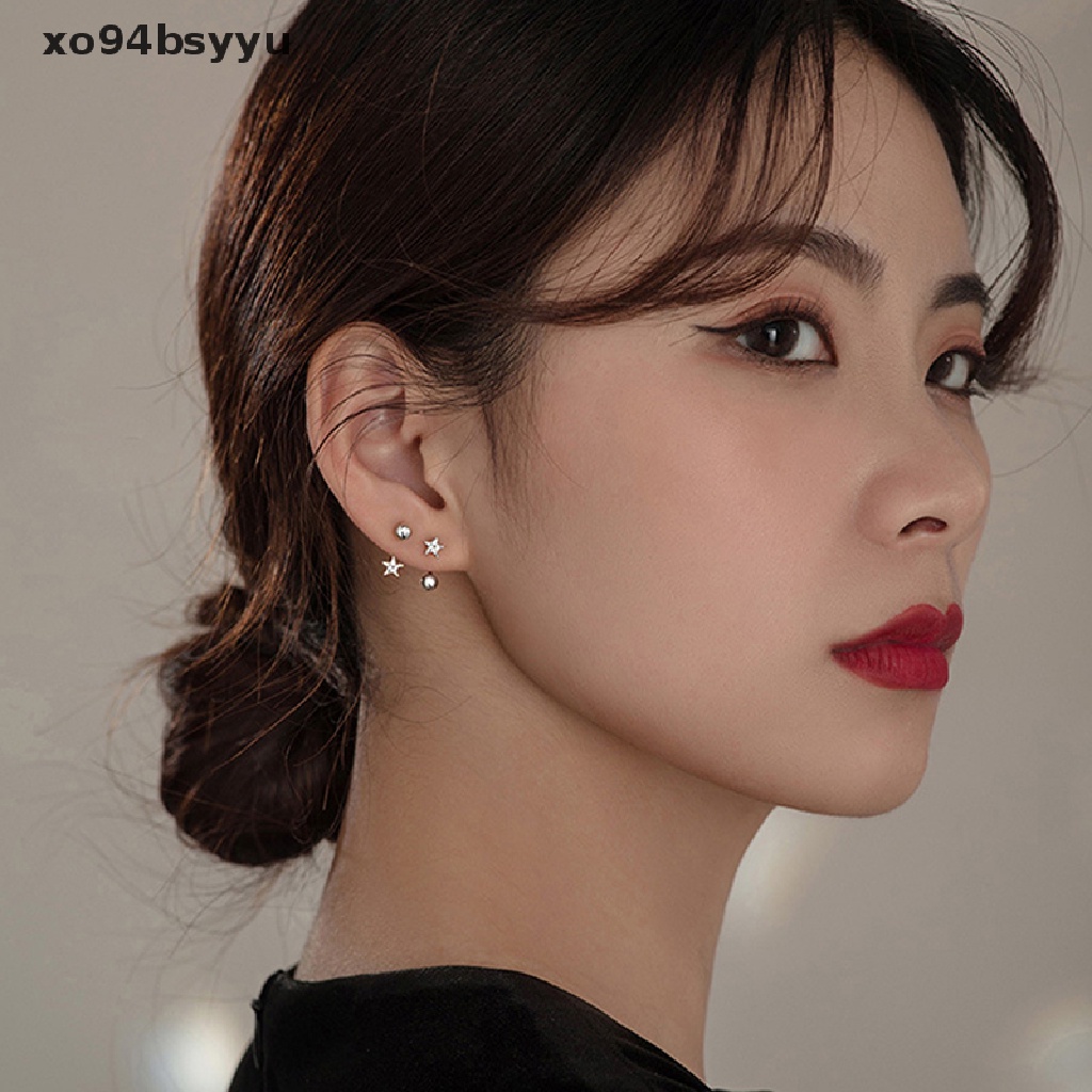 2 Khuyên Tai Xo94Bsyu Bằng Thép Không Gỉ Đính Đá Thời Trang Hàn Quốc