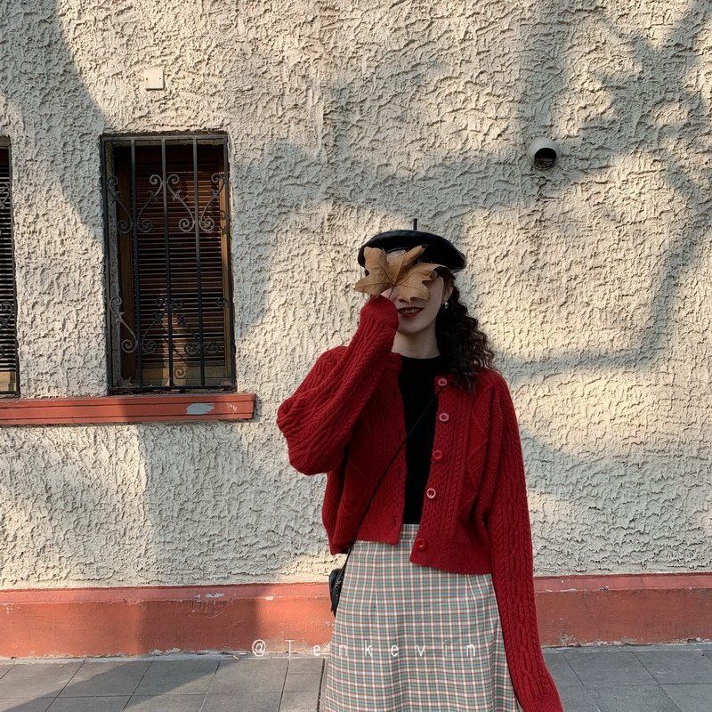 Áo khoác cardigan dệt kim cổ tròn kiểu Hàn Quốc đơn giản xinh xắn dành cho nữ