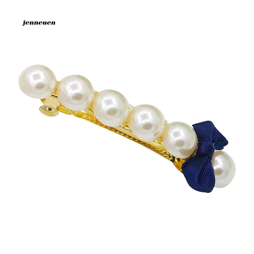 Kẹp tóc nơ đính ngọc trai thời trang