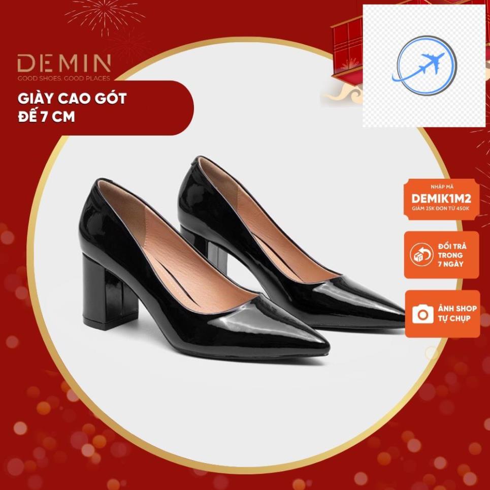 👘👘 Giày Cao Gót DEMIN da bóng nano bít mũi 7P thời trang công sở - DCG125 👘