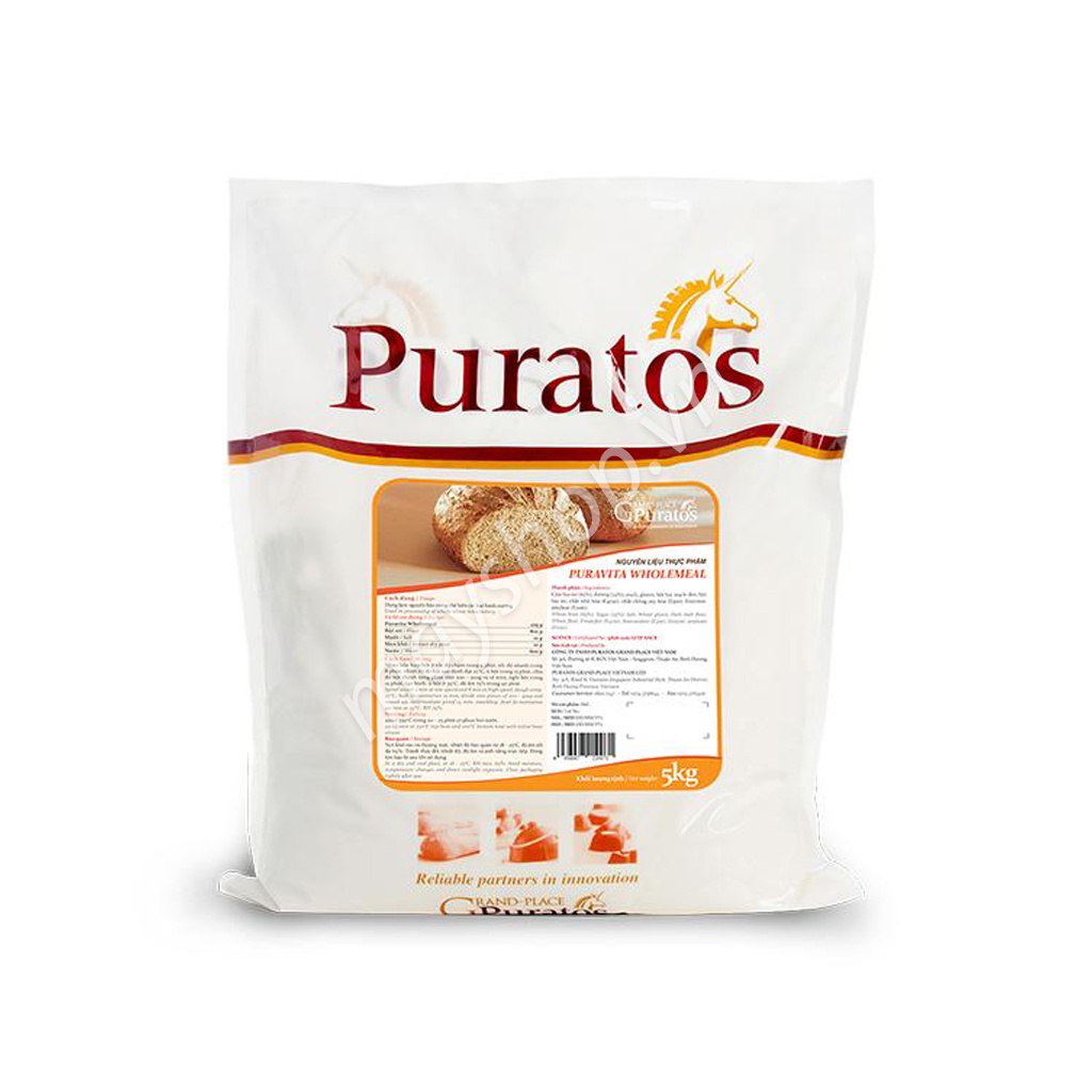 Bột trộn bánh mì nguyên cám Puravita Wholemeal (5kg)