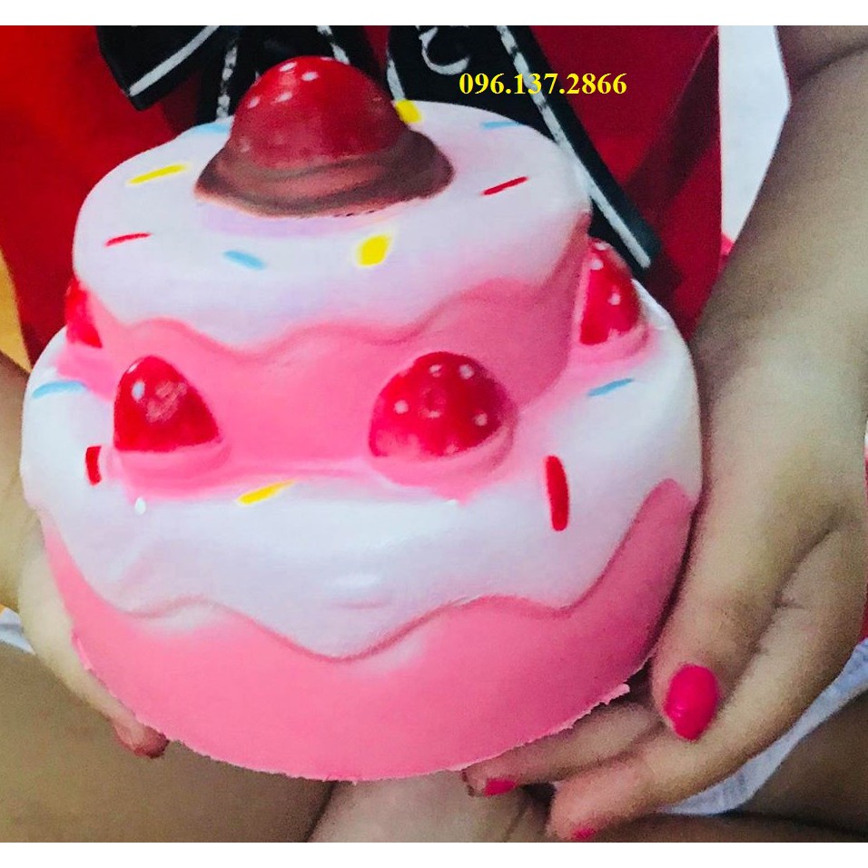 ĐỒ CHƠI SQUISHY BÁNH KEM SINH NHẬT 2 TẦNG 1 DÂU đáng yêu hết cỡ ( nguyenhuyen9916 )