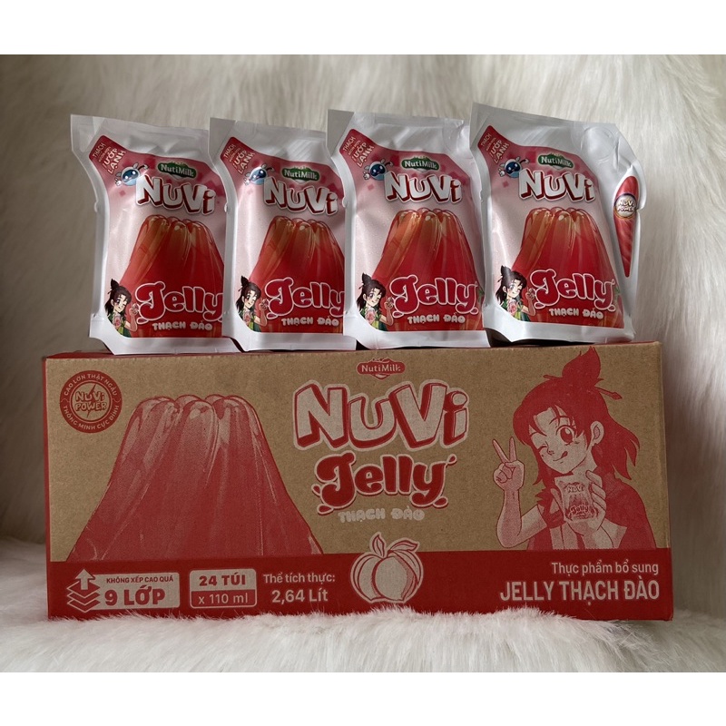 1 Thùng Thạch Đào Jelly Nuvi /24 túi *110ml