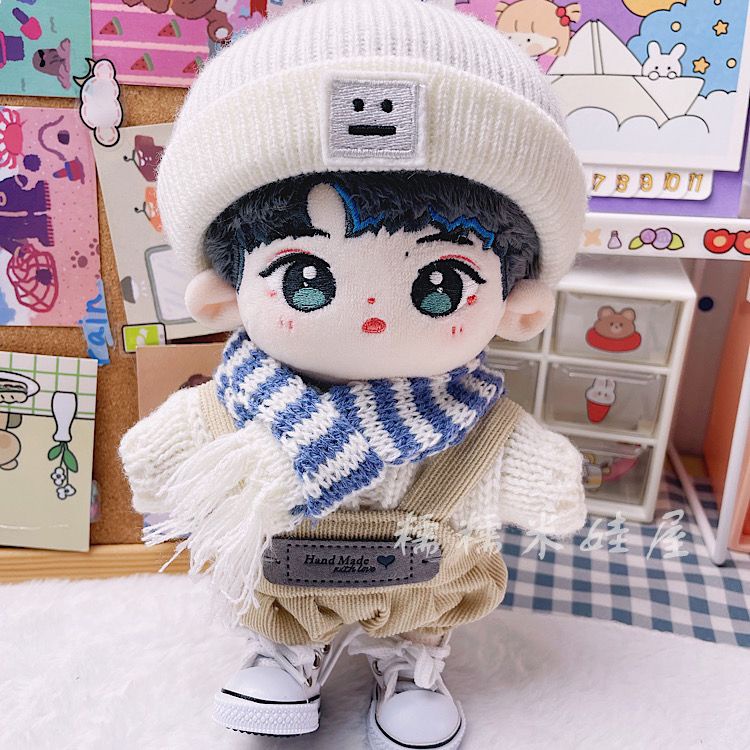 20cm centimeter baby clothes spot sky blue scarf curry straps cute sweater star cotton doll clothes fat body