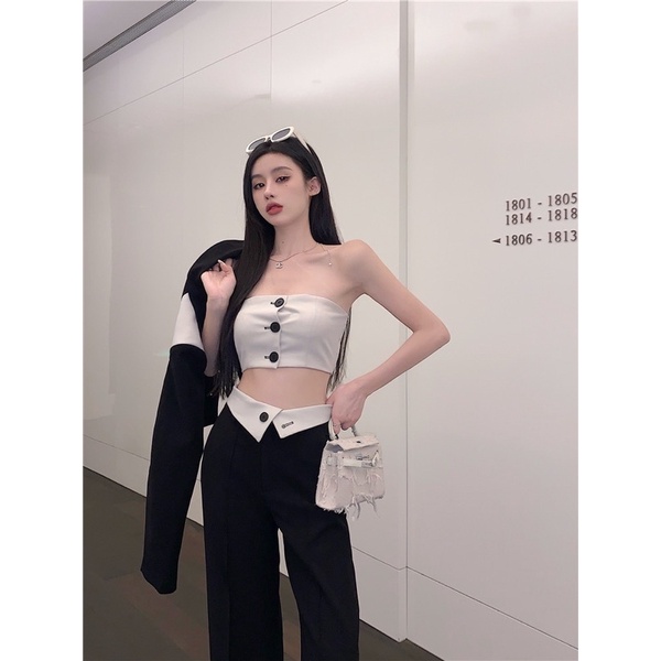 Set áo tube vest blazer và quần suông Quảng Châu cực hot | dias world