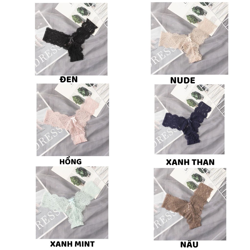 Quần Lót Nữ Ren lọt khe chữ V đính nơ nhỏ họa tiết điệu đà quyến rũ mã 8002