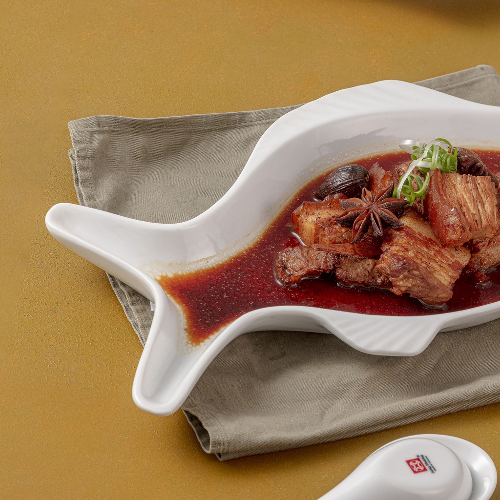 Đĩa sứ Long Phương - Hình cá hai vây sâu lòng dài 35cm