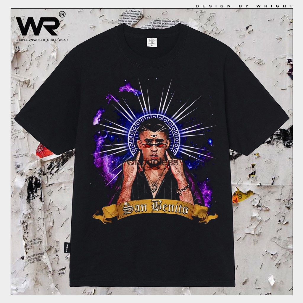 Áo thun Wright San Benito Bad Bunny nam ca sĩ rapper phong cách streetwear form rộng cotton