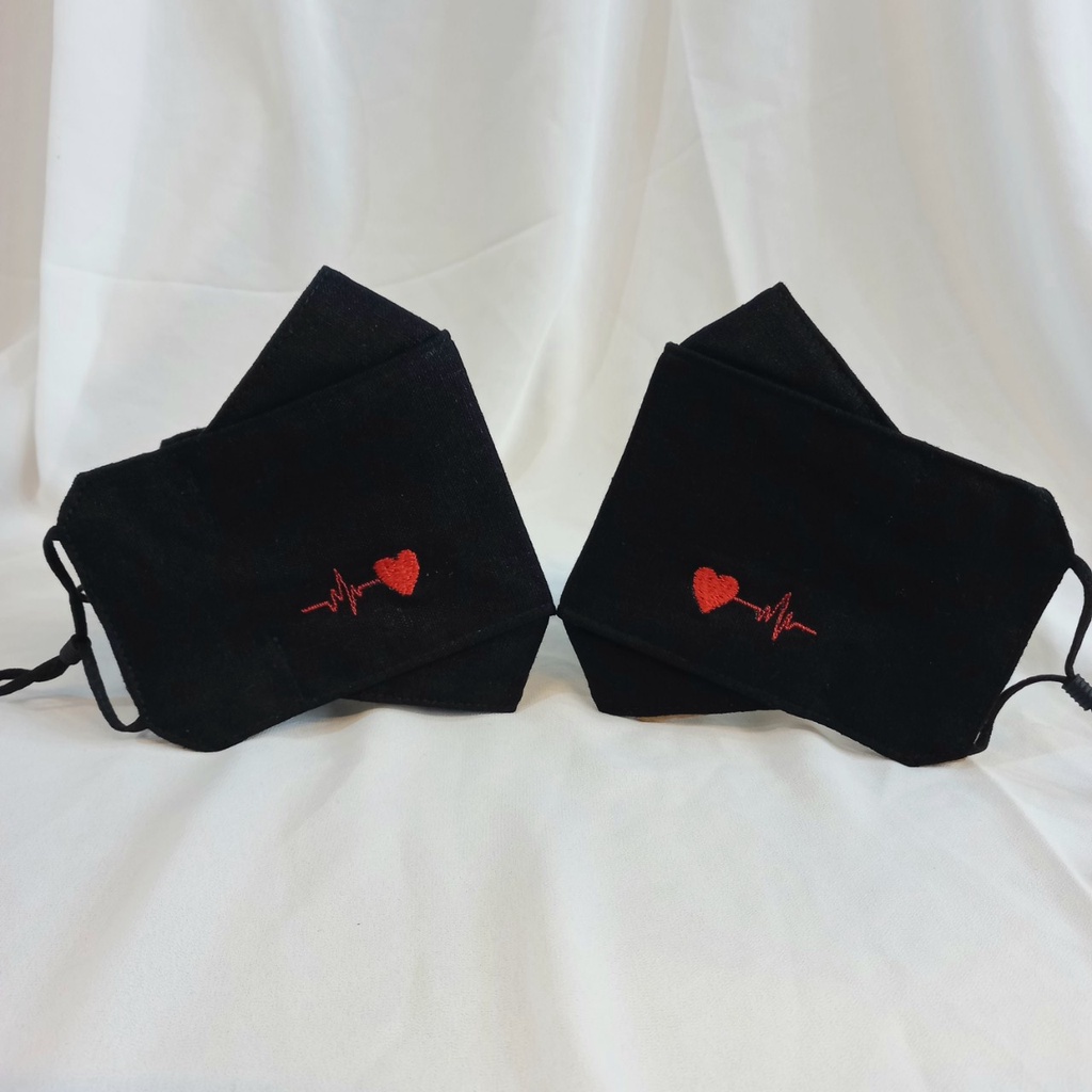Combo Cặp Khẩu Trang Thêu Tình Nhân 3D- 3Lớp Vải Linen Cottion Kháng Khuẩn Đẹp Thời Trang Cá Tính Tái Sử Dụng Nhiều Lần