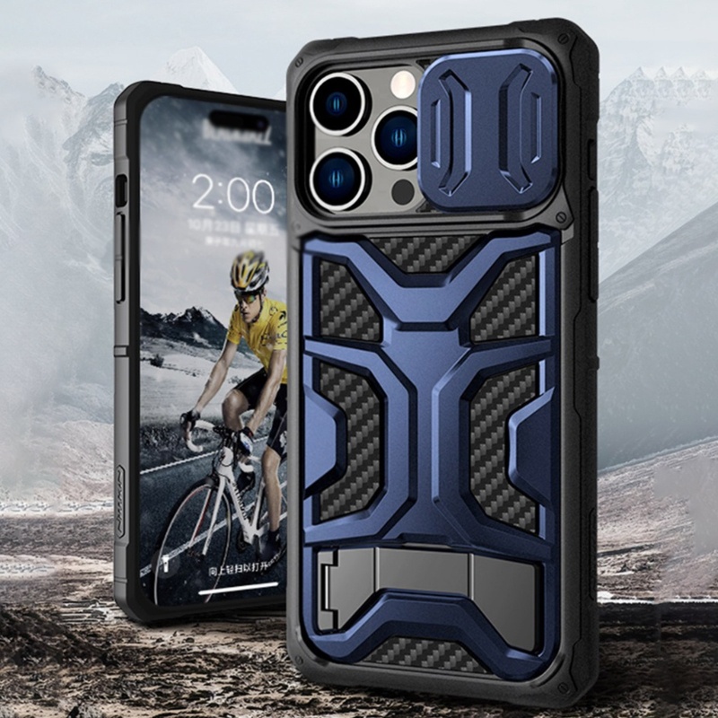 Ốp Điện Thoại Kèm Giá Đỡ Từ Tính Và Thanh Trượt Bảo Vệ Camera Có 3 Màu Cho Won 14 Pro Max