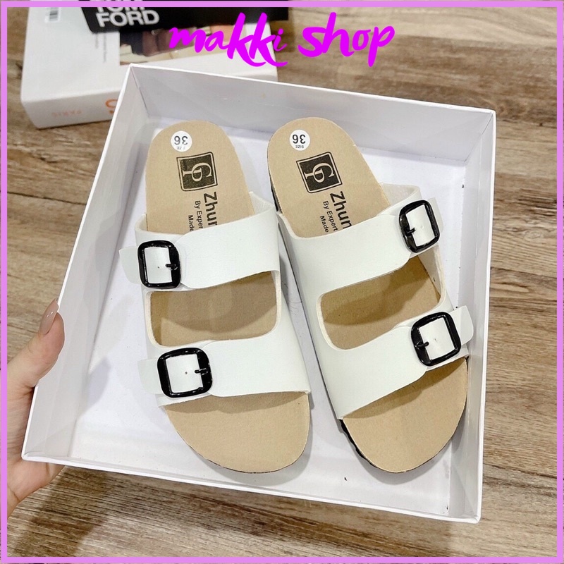 Dép sandal nữ đế cao 2 quai đế trấu có khóa mới, dép nữ đi học cao cấp hàng vnxk MAKKI SHOP TD617