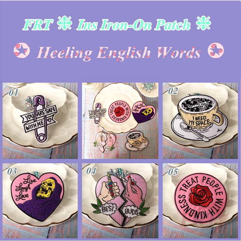 Set 1 / 5 Miếng Vá Quần Áo Hình Chữ Tiếng Anh