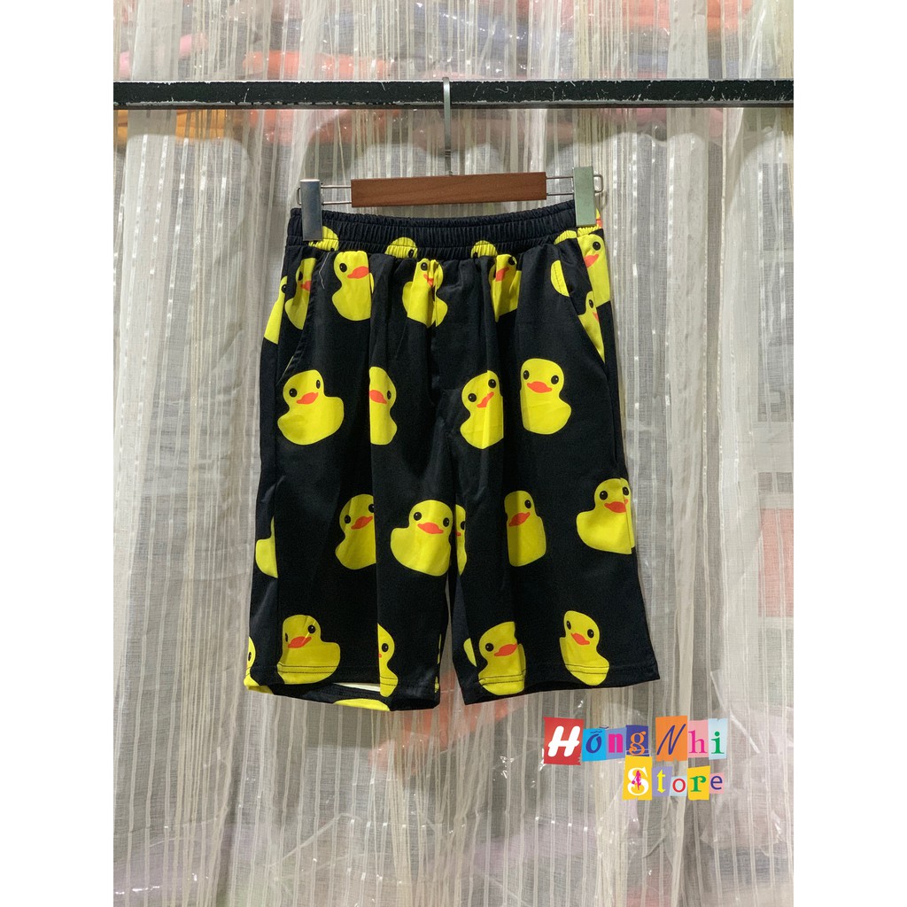 QUẦN SHORT CARTOON UNISEX HÌNH VỊT VÀNG QUẦN ĐEN - QUẦN ĐÙI HOẠT HÌNH SIÊU CUTE - MM