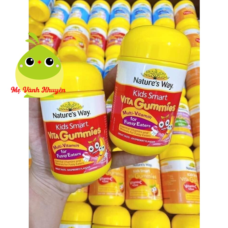 [Mã MKBC25 giảm 80K đơn 1Tr] Kẹo dẻo vitamin nhiều vị Nature's Way Kids Smart Vita Gummies, Úc (60v)