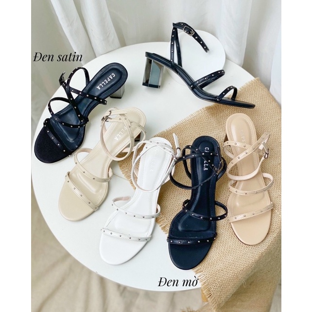 Sandal dây đinh gót lục giác tráng gương lạ mắt, vừa sang vừa tôn chân