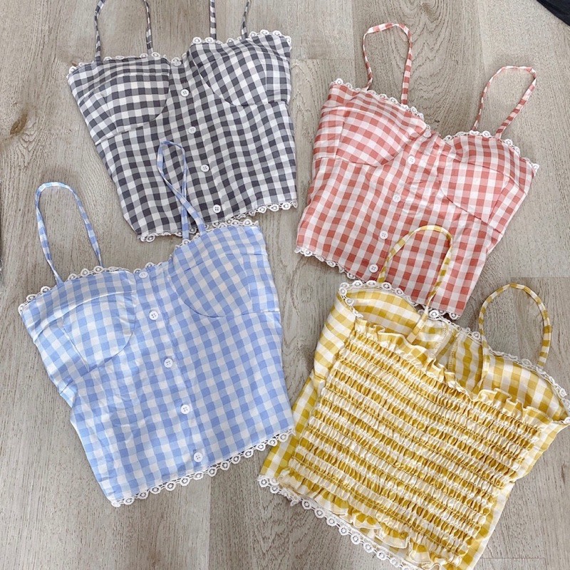 Áo 2 dây kate viền ren kèm lót ngực xịn xò full màu Hình thật 100% shop tự chụp