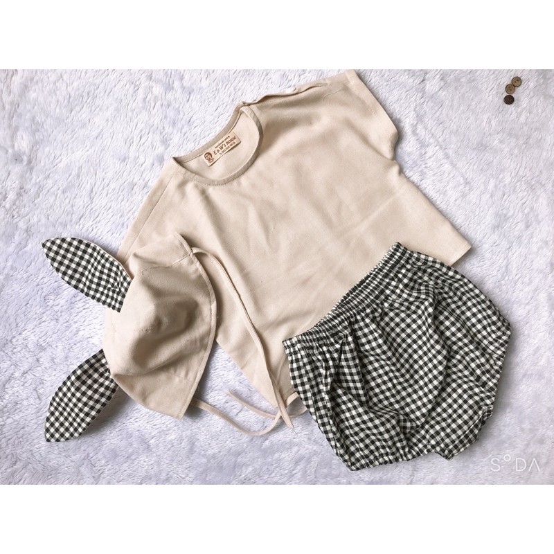Bộ uniset tai thỏ caro