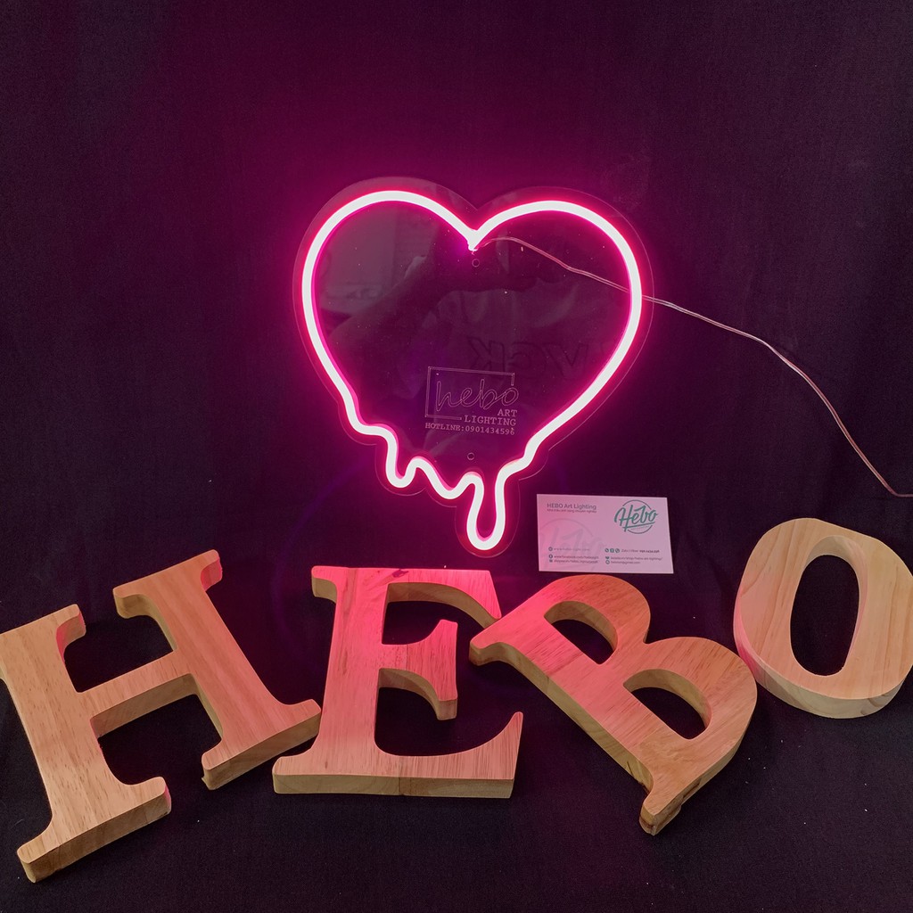 Đèn LED Neon Sign Trang Trí Trái Tim Tan Chảy | Decor phòng ngủ | Đèn ngủ để bàn | Quà Tặng Cực Chất - HEBO Art Lighting