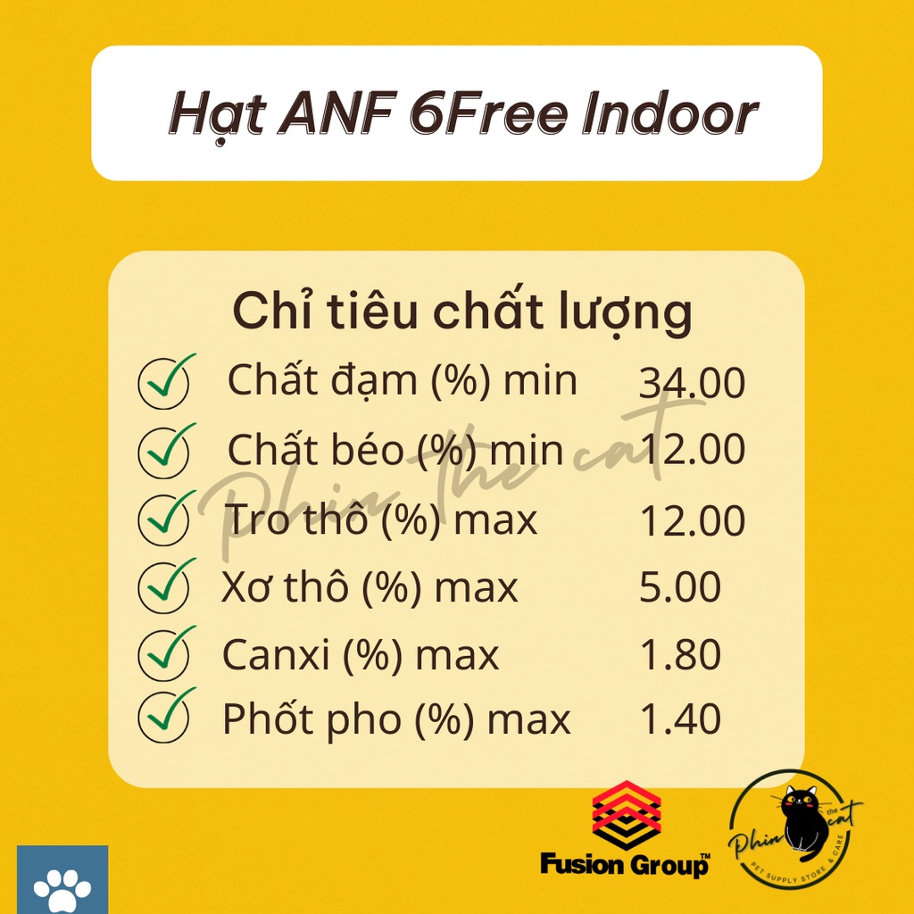 Gói 400gr - Hạt ANF 6Free Indoor cho mèo con và mèo trưởng thành | phinthecat