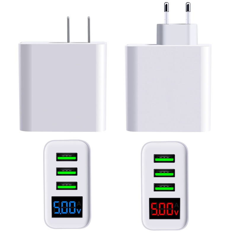 Củ Sạc Bonjour Eu Us Led 2.4a 3 Cổng Cho Điện Thoại / Máy Tính Bảng / Pc