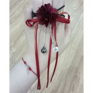 Dây buộc tóc hoa rơi pha lê xinh xắn