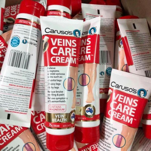 Caruso Úc - Kem bôi giúp giảm suy giản tĩnh mạch phù nề tê chân chuột rút Caruso's Veins Care Cream Úc 75g - chemisthous