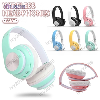 Tai nghe trùm đầu bluetooth chụp tai 66bt rose có micro và phụ kiện