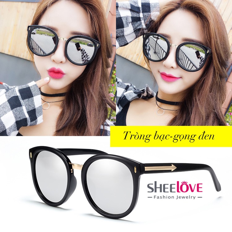 Kính mát nữ thời trang Hàn Quốc gọng mũi tên vàng tròng tráng gương nhiều màu Chống tia UV400 Mẫu mới 2019 K5016 | BigBuy360 - bigbuy360.vn