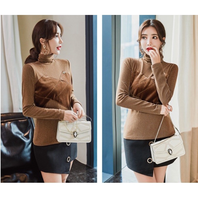 A68217 Áo nhung nữ lót nỉ  ấm ánh nhũ mặc mùa đông hàng nhập